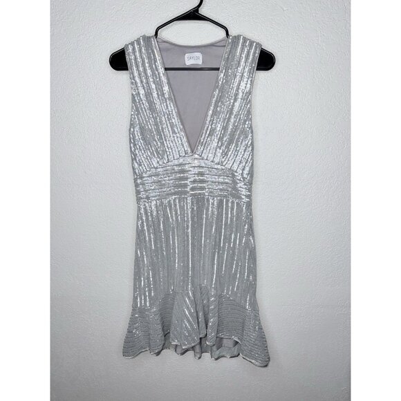 SAYLOR Dresses & Skirts - Saylor Sequin Mini Dress Gray Sequin Speak Easy Club Cocktail Art Deco Small H